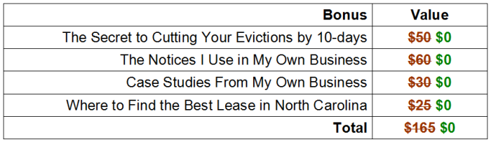 Look at all these rental eviction bonuses!